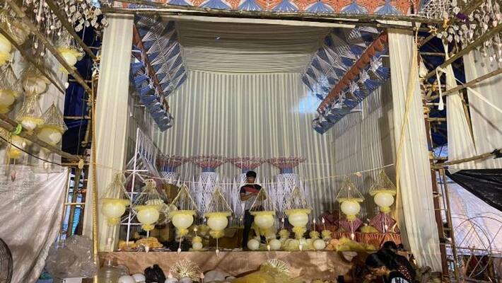 South Kolkata Durga Puja 2022 Puja Pandal Mudiali Club Preparation and theme puja news bpsb South Kolkata Durga Puja 2022 Puja Pandal Mudiali Club Preparation and theme puja news bpsb