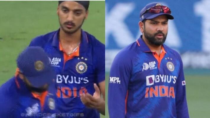 Asia Cup 2022 Watch Rohit Sharma refuse to Arshdeep Singh suggestion in last over against Sri Lanka Asia Cup 2022 Watch Rohit Sharma refuse to Arshdeep Singh suggestion in last over against Sri Lanka