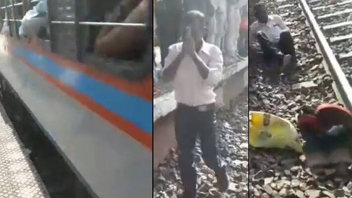 A railway passenger miraculous escape after he came under a moving train at Bharthana railway station in Uttar Pradesh akb A railway passenger miraculous escape after he came under a moving train at Bharthana railway station in Uttar Pradesh akb