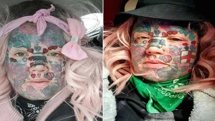 this woman has tattoos all over her body this woman has tattoos all over her body