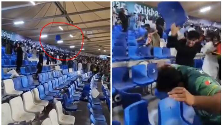 Afghan fans vandalise Sharjah stadium hurl chairs at Pak cricket team fans Afghan fans vandalise Sharjah stadium hurl chairs at Pak cricket team fans