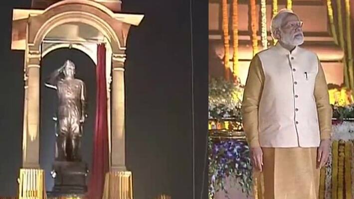 PM Modi unveils netaji statu at kartavya patha, says India is free from another symbol of slavery bsm PM Modi unveils netaji statu at kartavya patha, says India is free from another symbol of slavery bsm