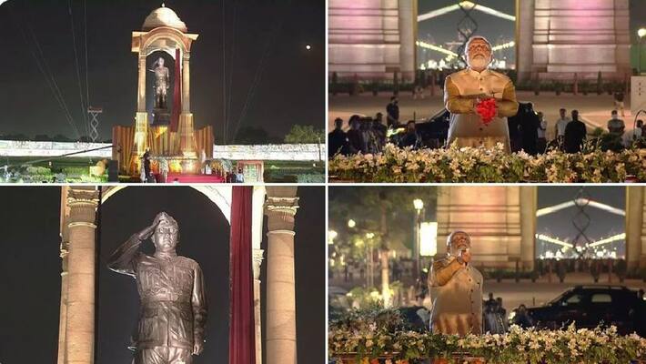 Kartavya Path: The magnificent statue of Netaji subhash chandrabose installed in delhi was carved by Kannadiga Arun akb Kartavya Path: The magnificent statue of Netaji subhash chandrabose installed in delhi was carved by Kannadiga Arun akb