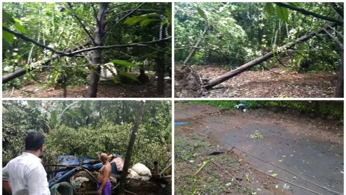 heavy wind in thrissur , huge damage heavy wind in thrissur , huge damage