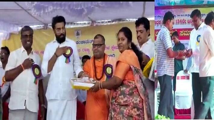 Karnataka Assembly Poll 2023 BJP And Congress Leaders gits To Teacher In Bellary rbj Karnataka Assembly Poll 2023 BJP And Congress Leaders gits To Teacher In Bellary rbj