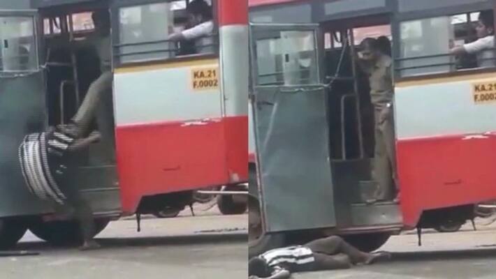 Karnataka RTC suspends conductor for kicking a passenger out of the bus Karnataka RTC suspends conductor for kicking a passenger out of the bus