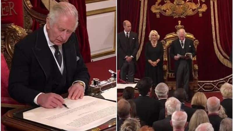 Charles becomes King and makes emotional speech
