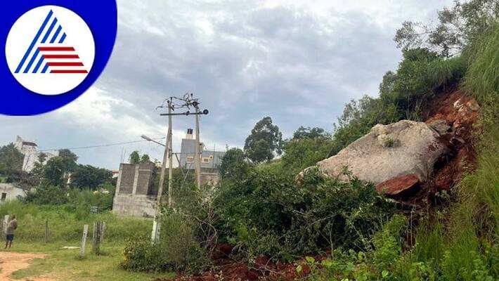 after Landslide 20 tonne boulder rolling down in RR Nagar gow after Landslide 20 tonne boulder rolling down in RR Nagar gow