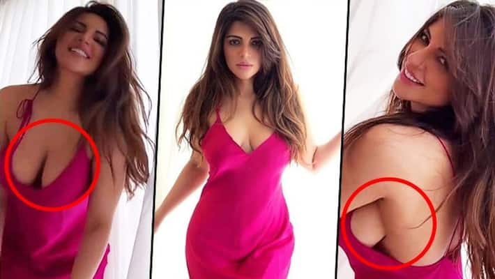 SEXY-BOLD pictures and video: Shama Sikander teases side boobs in a pink  nightgown