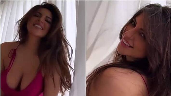 Shama Sikander teases side boobs in a pink nightgown Shama Sikander teases side boobs in a pink nightgown