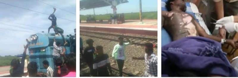 An incident of electrocution on a person who climbed on top of a train engine in Paramakudi has created a sensation