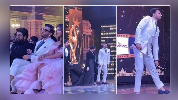 Ranveer singh dance for pushpa movie srivalli song in SIIMA 2022 awards Ranveer singh dance for pushpa movie srivalli song in SIIMA 2022 awards