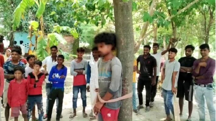Unnao Villagers punished by tying two thieves who stole the bell from the temple Unnao Villagers punished by tying two thieves who stole the bell from the temple