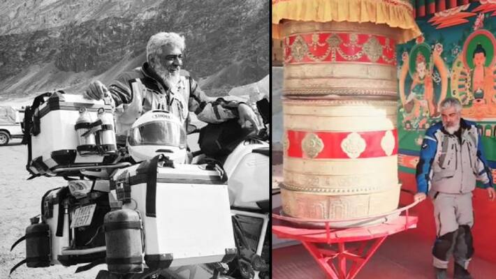 Actor Ajith visit buddha temple during his bike ride viral video Actor Ajith visit buddha temple during his bike ride viral video