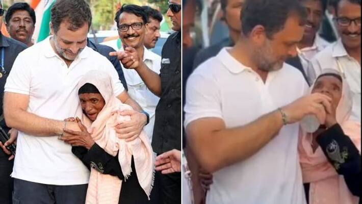 Rahul Gandhi hugs An old woman during Bharat Jodo Yatra Rahul Gandhi hugs An old woman during Bharat Jodo Yatra