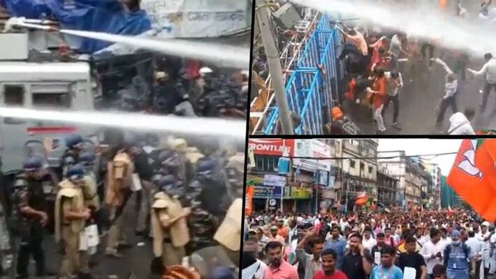 Nabanna Cholo March: BJP leaders clash with Bengal Police; Suvendu Adhikari detained in Kolkata AJR Nabanna Cholo March: BJP leaders clash with Bengal Police; Suvendu Adhikari detained in Kolkata AJR