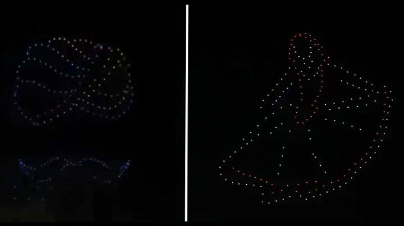 kota news more than 200 drone performance made different pattern and design in starry night sky see video asc