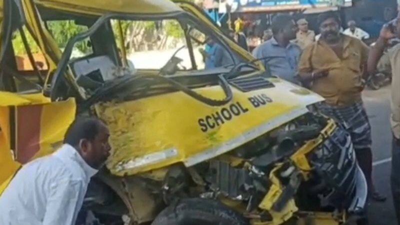 School bus collides with tourist van.. CCTV Footage Released