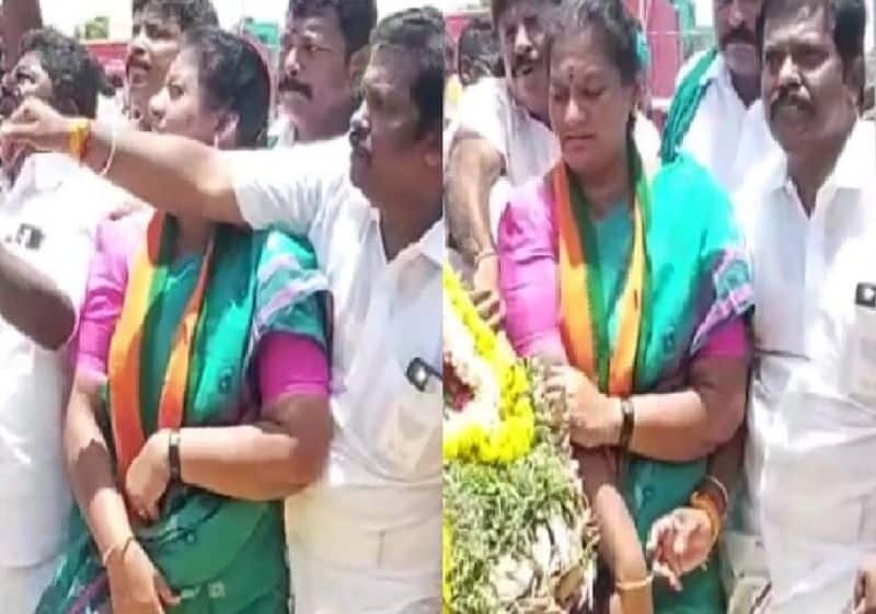 national womens commission notice to bjp executive who behaved indecently with sasikala pushpa