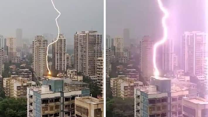 Watch Lightning strikes Mumbai's high-rise apartment building; leaves netizens stunned-tgy Watch Lightning strikes Mumbai's high-rise apartment building; leaves netizens stunned-tgy
