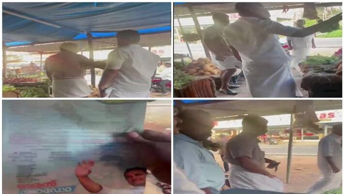 refusing funds for Bharat Jodo Yatra in Kollam Vegetable shopkeeper beaten up by Congress workers san refusing funds for Bharat Jodo Yatra in Kollam Vegetable shopkeeper beaten up by Congress workers san