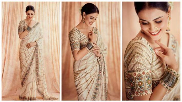 actress Genelia latest saree style photos actress Genelia latest saree style photos