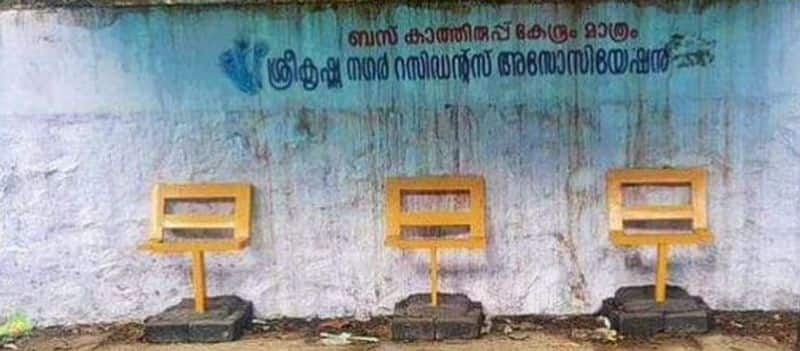 A bus stop being redesigned in Kerala following the sit-on-lap controversy.