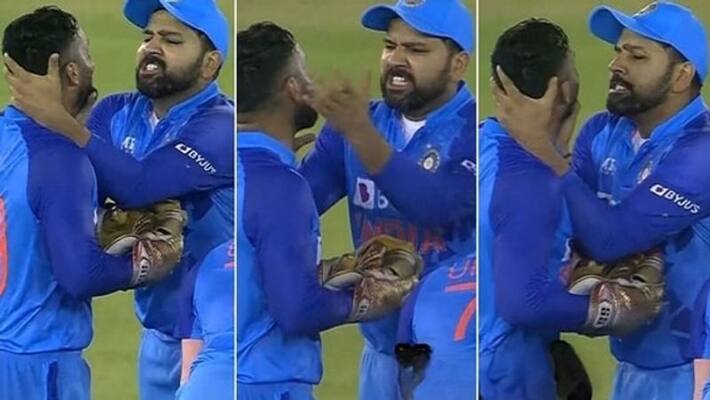 Watch video Indian captain rohit sharma grabbing dinesh karthik neck Watch video Indian captain rohit sharma grabbing dinesh karthik neck