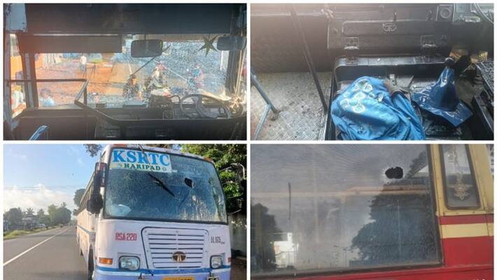 Hartal petrol bomb attacks against bus in Kannur Hartal petrol bomb attacks against bus in Kannur