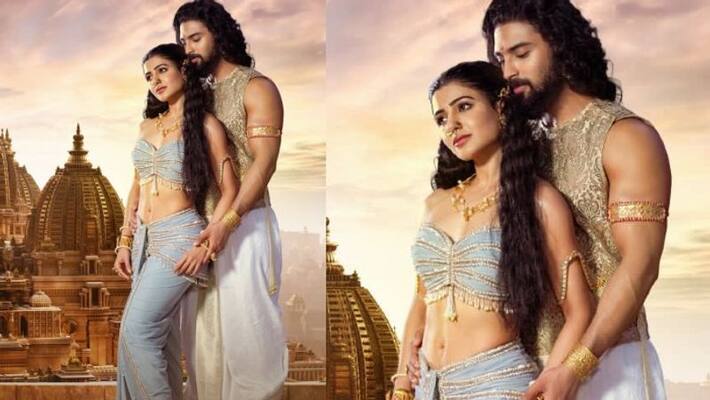 Samantha romantic poster from Shakuntalam movie Samantha romantic poster from Shakuntalam movie