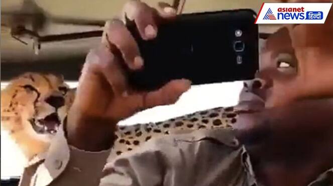 man took selfie with cheetah video viral on internet KPZ
