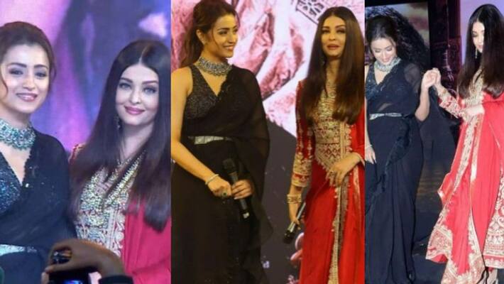 Aishwarya Rai stuns in red Trisha in black jokes video viral Aishwarya Rai stuns in red Trisha in black jokes video viral