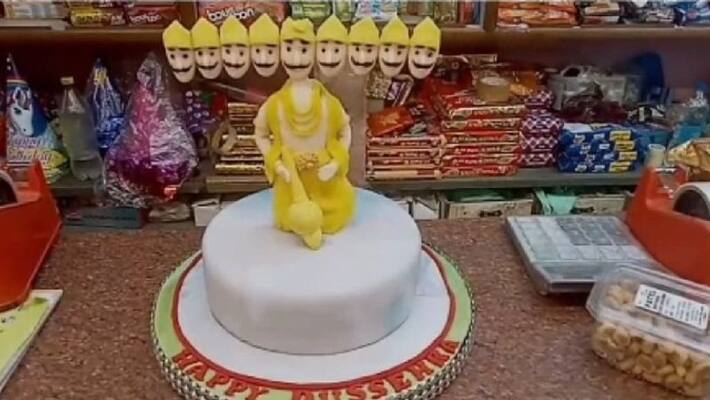 dussehra 2022 jaipur news bakers made unique ravan with cake Rajasthan kpr dussehra 2022 jaipur news bakers made unique ravan with cake Rajasthan kpr