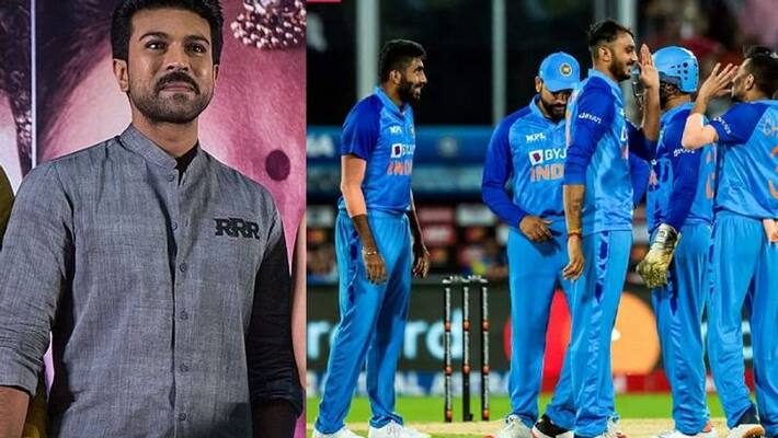 Indian Cricketers meet RRR Hero Ram Charan Indian Cricketers meet RRR Hero Ram Charan