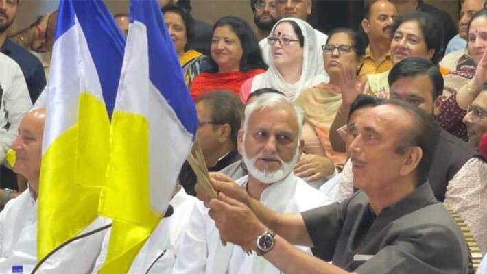 Veteran Congress leader Ghulam Nabi Azad, Party flag and name announcement kpa Veteran Congress leader Ghulam Nabi Azad, Party flag and name announcement kpa