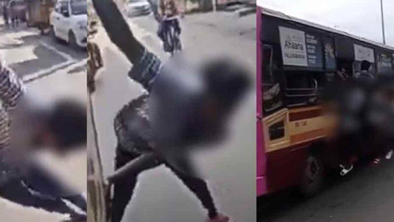 Skating on a running bus.. Government school students Arrest