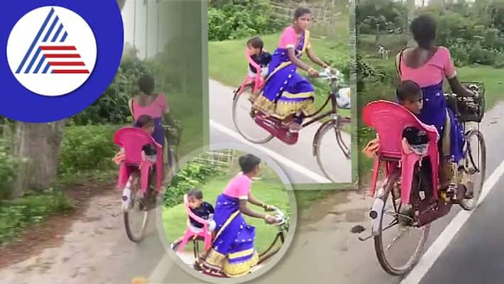 Mother Makes An Innovative Backseat For Her Child On Bicycle Vin Mother Makes An Innovative Backseat For Her Child On Bicycle Vin