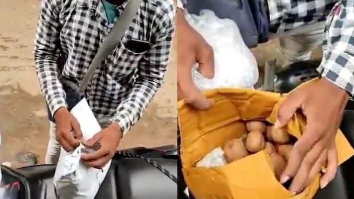 A young man who ordered a drone camera in online for 85,000 , but Recevied just one kg potatoes. A young man who ordered a drone camera in online for 85,000 , but Recevied just one kg potatoes.
