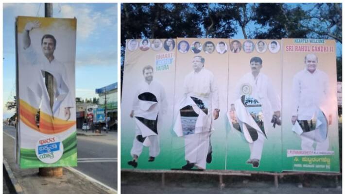 rahuls posters were torn before jodo yatra arrived in karnataka rahuls posters were torn before jodo yatra arrived in karnataka