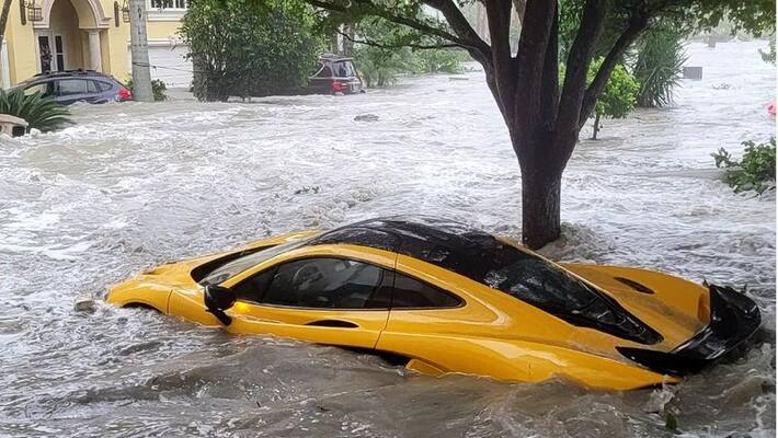 Mans laxuries McLaren car washed away in cyclone in Florida akb Mans laxuries McLaren car washed away in cyclone in Florida akb