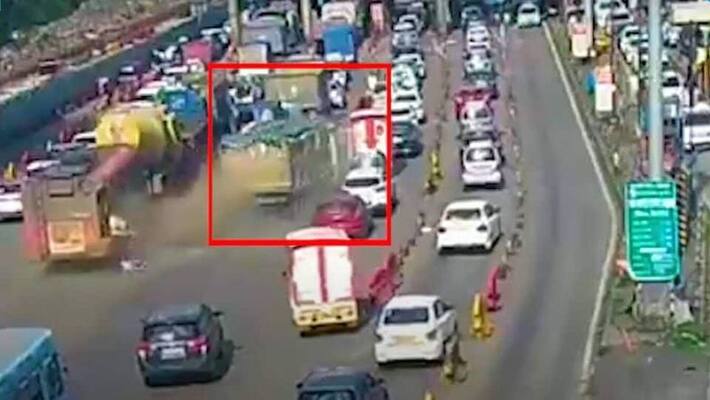 Speeding tipper truck crashes into nine vehicles at a toll plaza Speeding tipper truck crashes into nine vehicles at a toll plaza