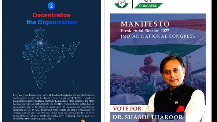 Shashi Tharoors manifesto for the election shows a distorted map of India Shashi Tharoors manifesto for the election shows a distorted map of India