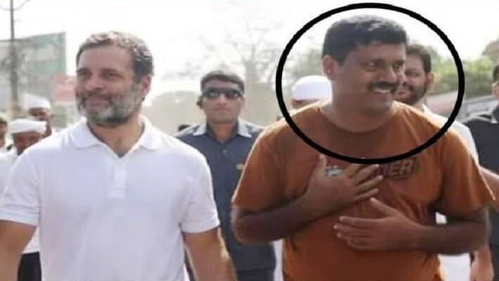 Rahul Gandhi spotted with cow killer Rijil Makutty during Bharat Jodo Yatra vva Rahul Gandhi spotted with cow killer Rijil Makutty during Bharat Jodo Yatra vva