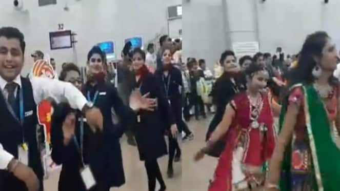 Gujrat Video of Garba at Ahmedabad Airport is viral KPZ
