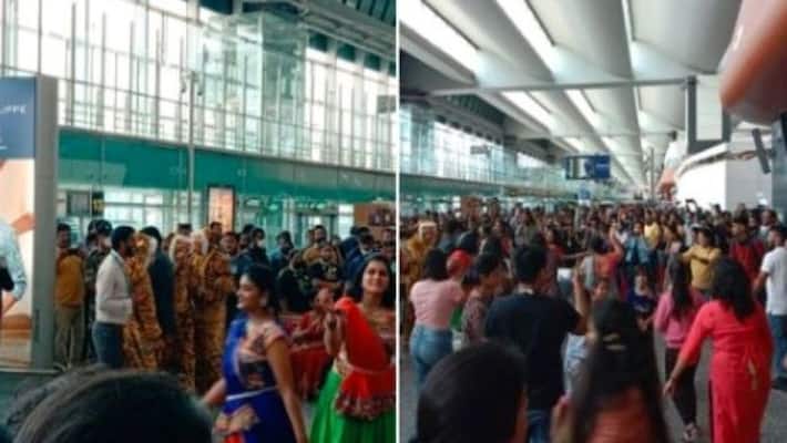 Passengers Break Garba Dance At Bengaluru Airport management also react apa Passengers Break Garba Dance At Bengaluru Airport management also react apa