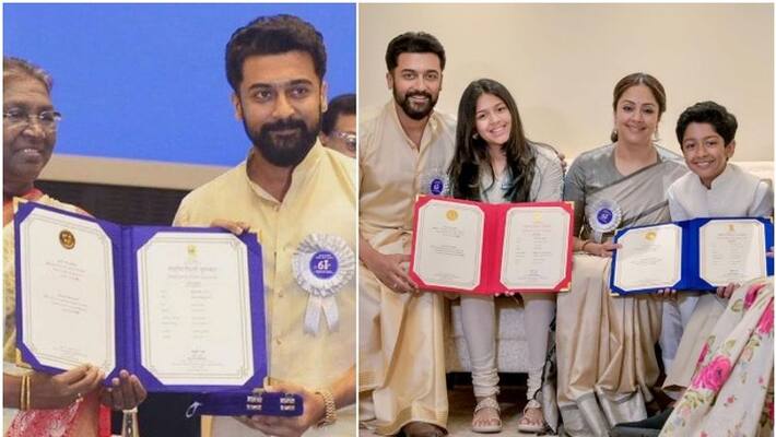National Film Awards: Suriya Receive Best Actor prize and he shares photo with family sgk National Film Awards: Suriya Receive Best Actor prize and he shares photo with family sgk