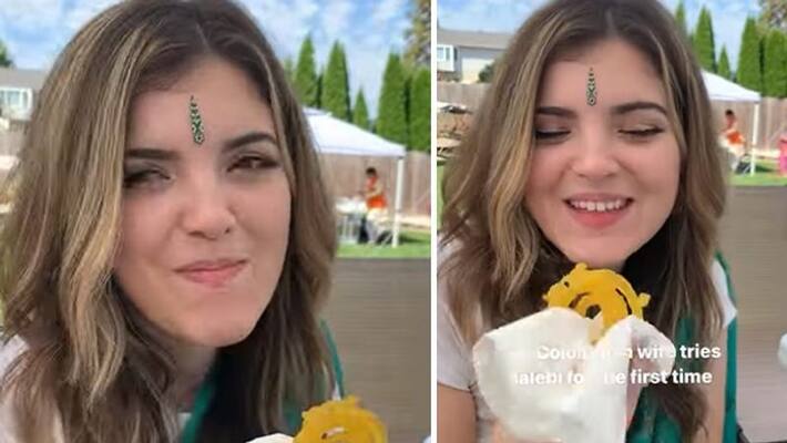 colombian woman tastes jalebi for the first time colombian woman tastes jalebi for the first time