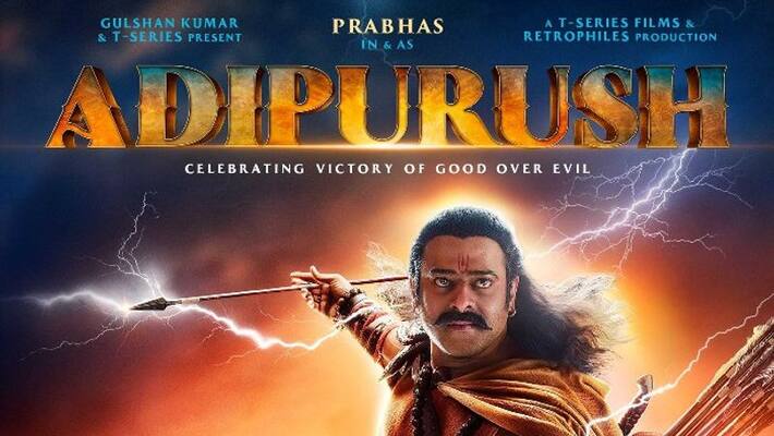 Adipurush teaser Giant Adipurush appeared from Saryu, people shocked to see 50 feet poster of Prabhas as Shri Ram rps Adipurush teaser Giant Adipurush appeared from Saryu, people shocked to see 50 feet poster of Prabhas as Shri Ram rps