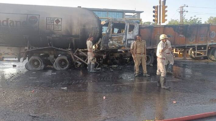 big accident jaipur National Highway 8 truck filled with lpg gas cylinder blast IN Rajasthan KPR big accident jaipur National Highway 8 truck filled with lpg gas cylinder blast IN Rajasthan KPR