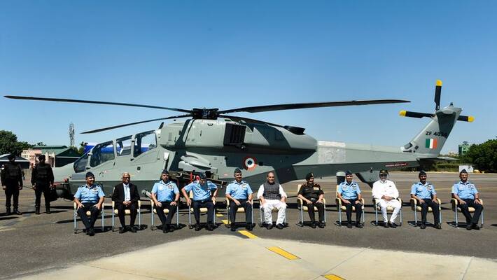 Rajnath Singh handed over the light combat helicopters to the Air Force Rajnath Singh handed over the light combat helicopters to the Air Force